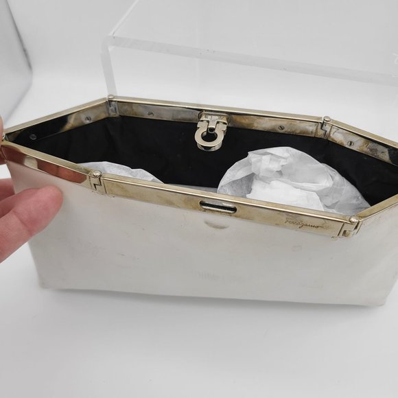 Salvatore Ferragamo White Leather Clutch (see pics) - Picture 3 of 11